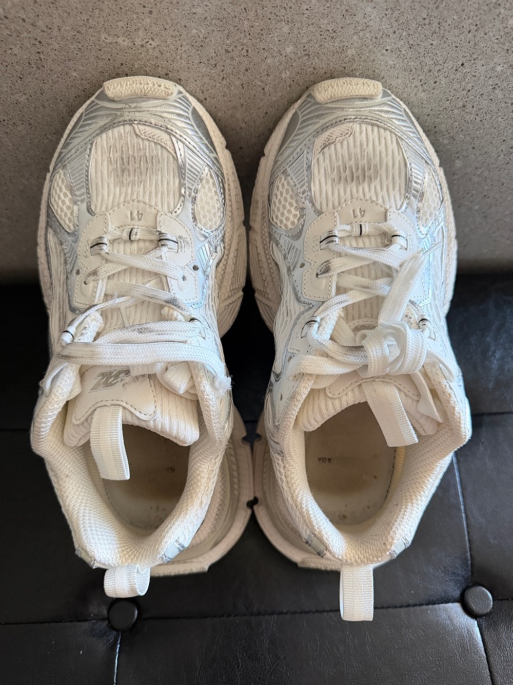White Chunky Sneakers Size 41 Platform Athletic Shoes 10 - Picture 2 of 5